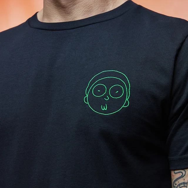 Rick and Morty Morty Geborduurd t-shirt - Zwart