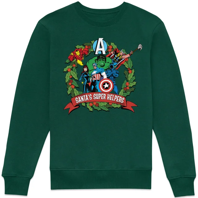 Marvel - Santas Little Helpers Christmas Jumper Sweatshirt - Green