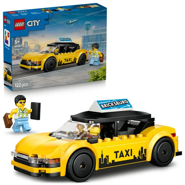 LEGO City Yellow Taxi Model Car Kit with 2 Minifigures 60487