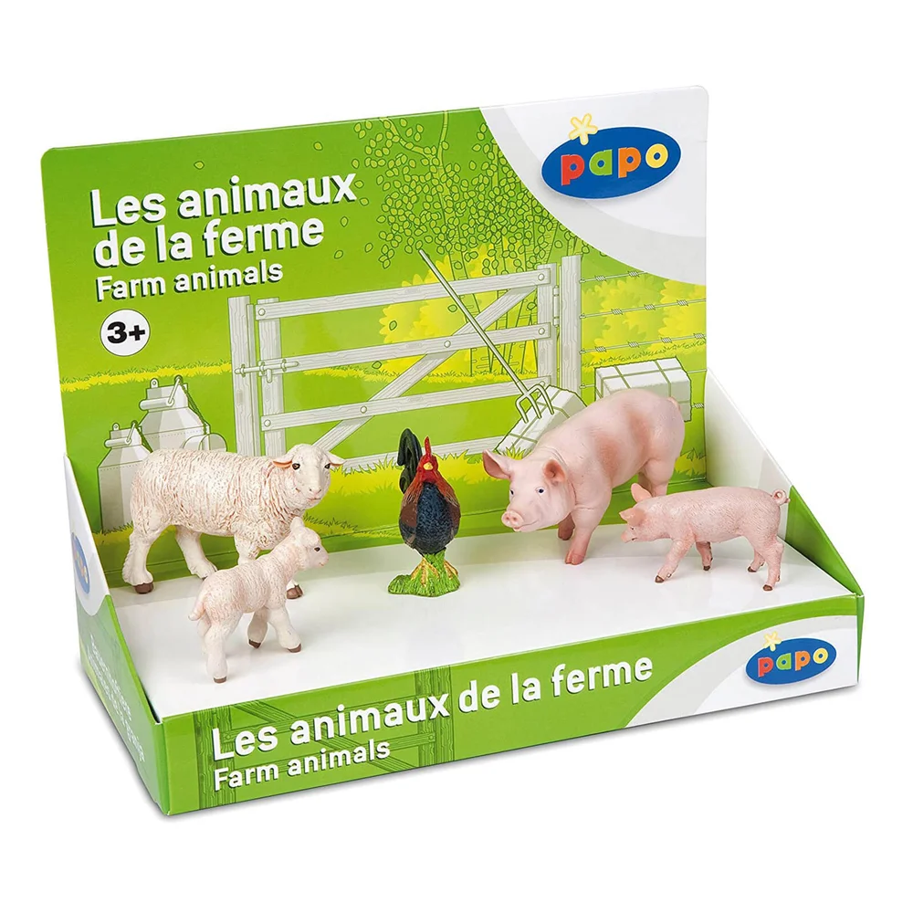Papo Farmyard Friends: Display Box Farm Animals (5 Figurines) Afbeelding 1