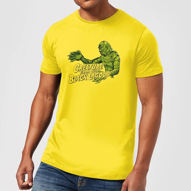 Universal Monsters Creature From The Black Lagoon Retro Crest T-shirt - Geel
