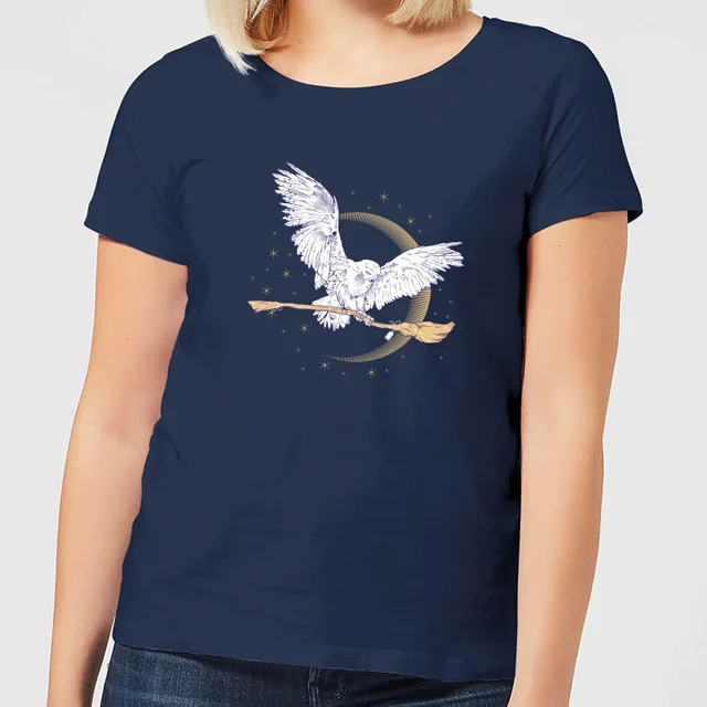 Harry Potter Hedwig Broom dames t-shirt - Navy