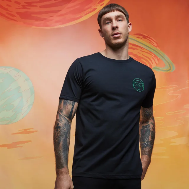 Rick and Morty Morty Geborduurd t-shirt - Zwart