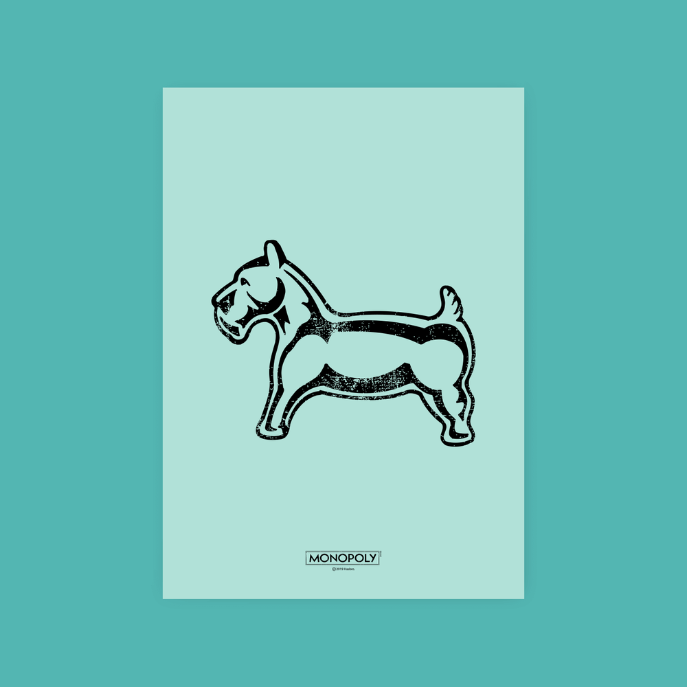 Monopoly Dog Letterpress Art Print - A4 Afbeelding 1