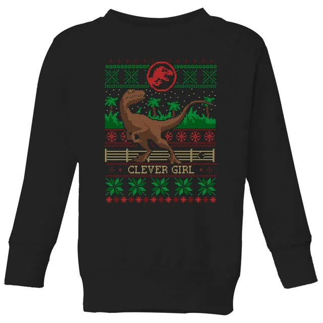 Jurassic Park Clever Girl Kids' Christmas Jumper - Black