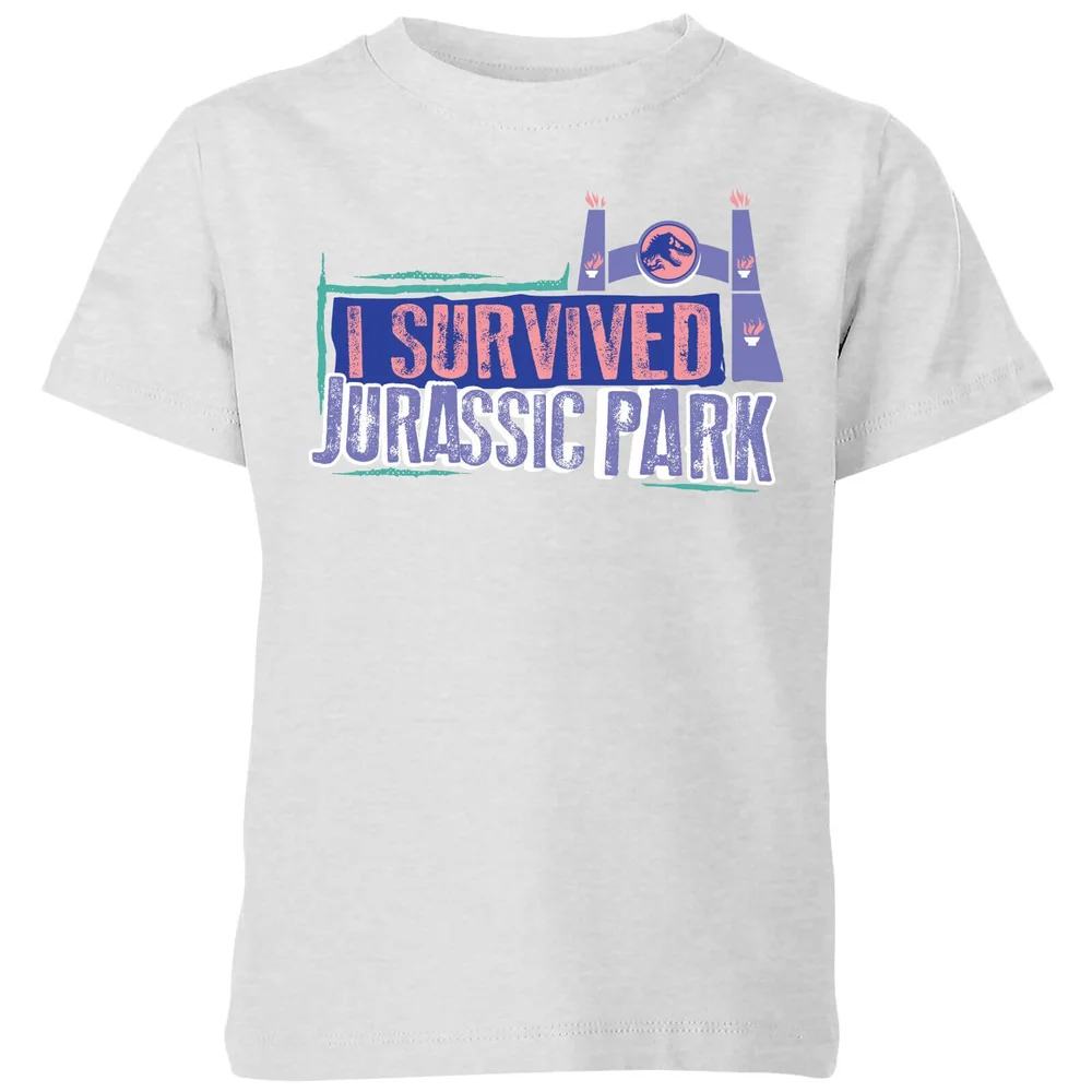 Jurassic Park I Survived Jurassic Park Kids' T-Shirt - Grey - 98/104 (3-4 jaar) Afbeelding 1
