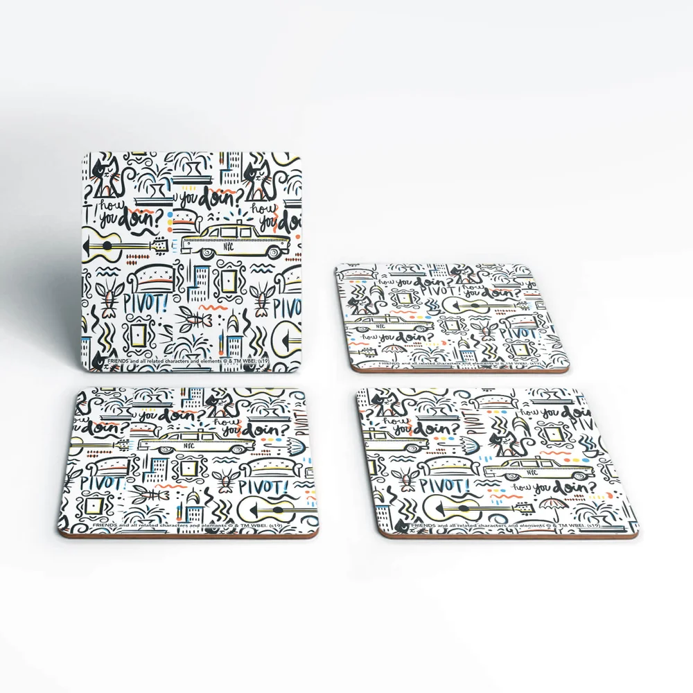 Friends Pattern Square Coaster Set Afbeelding 1