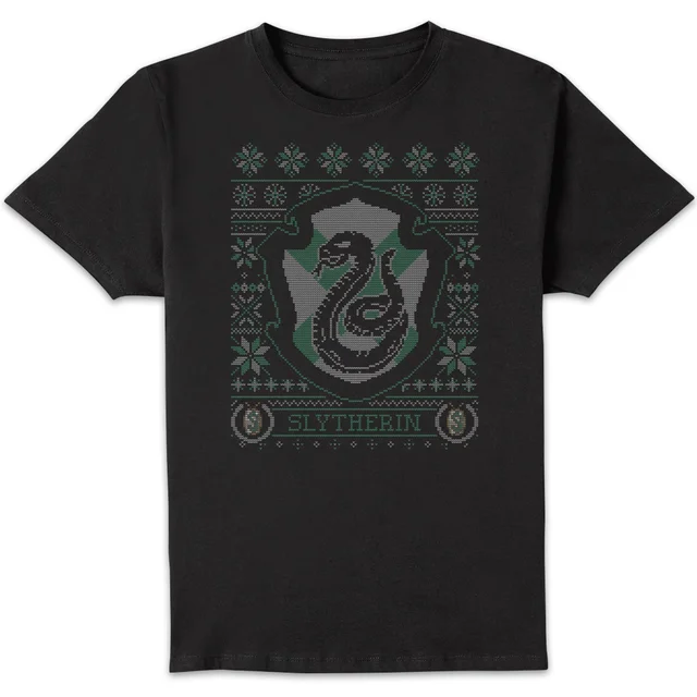 Harry Potter Slytherin Crest kerst t-shirt - Zwart